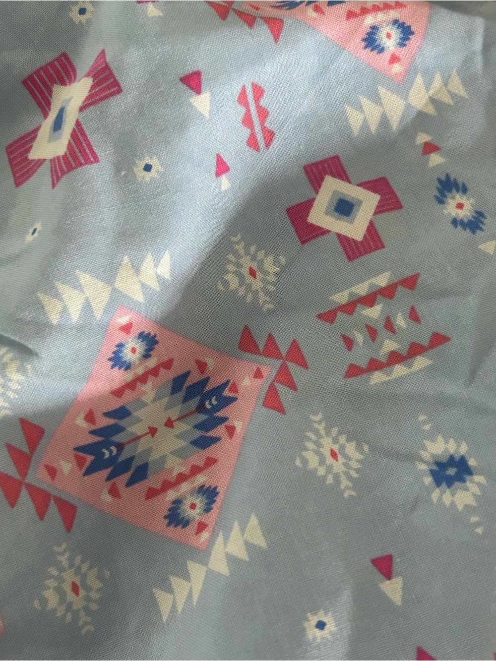 Simply Southern Smock Peplum Blouse Puff Sleeves Aztec Print Blue Pink NWT SZ M - Picture 7 of 13